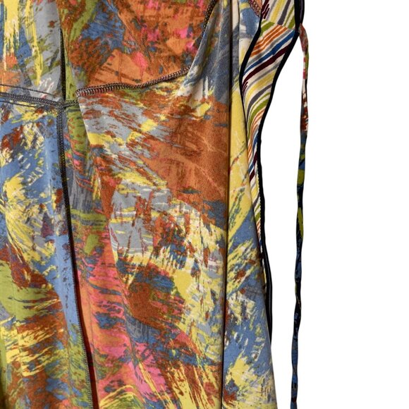BCBGMAXAZRIA XXS Stretchy Wrap Dress Multicolor Abstract Cap Sleeve V-Neck - Picture 7 of 15